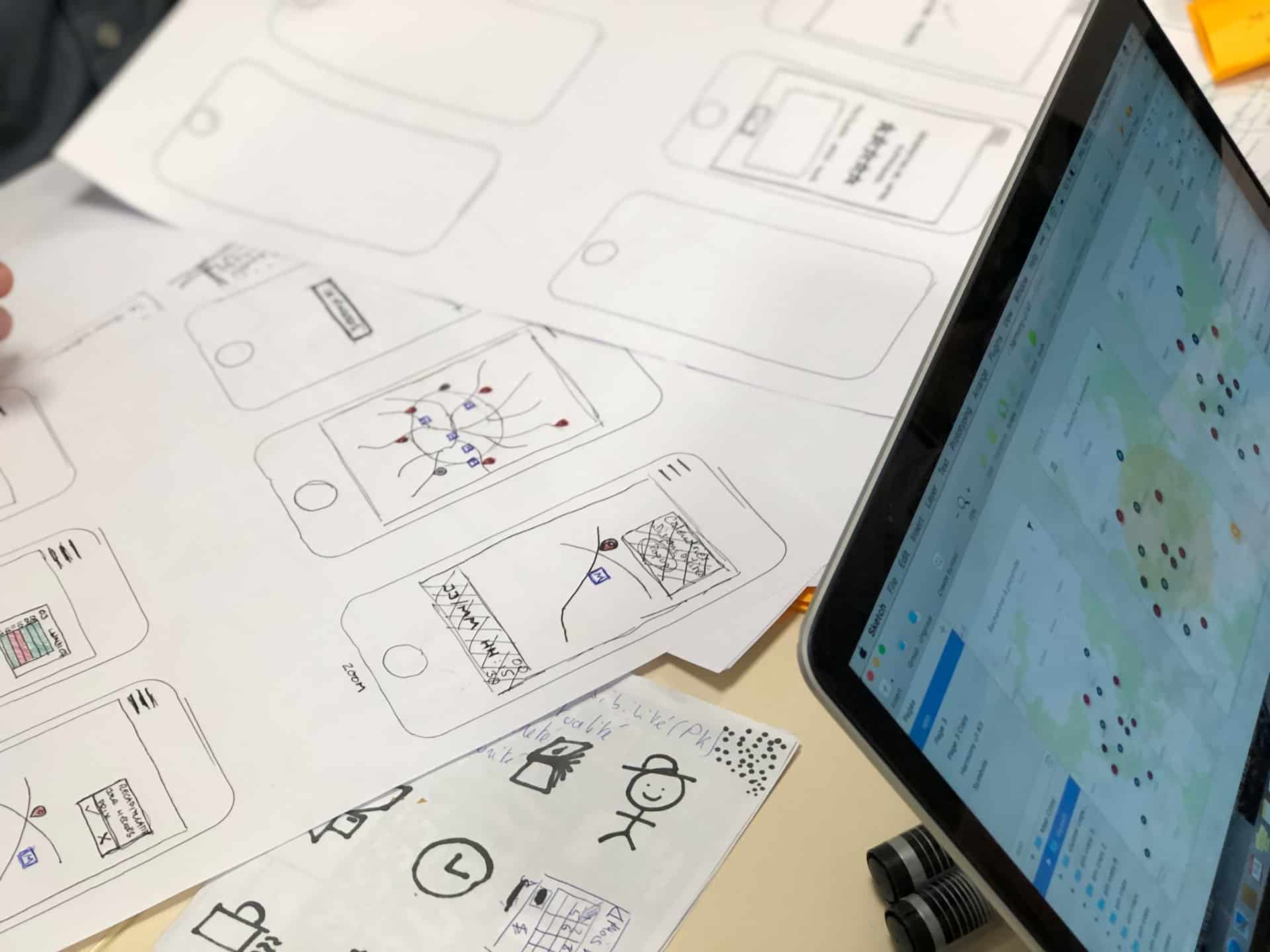A layout of a app design on a mobile.