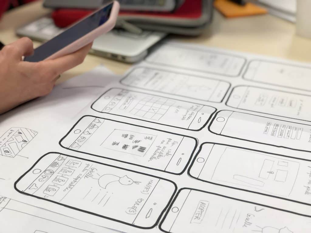 A layout of a app design on a mobile.