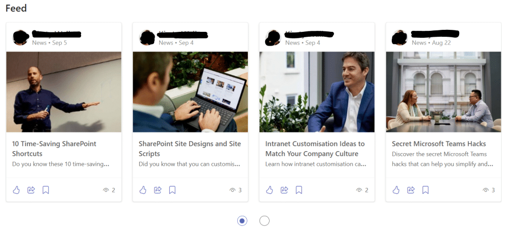 a screenshot of the feed in Viva Connections