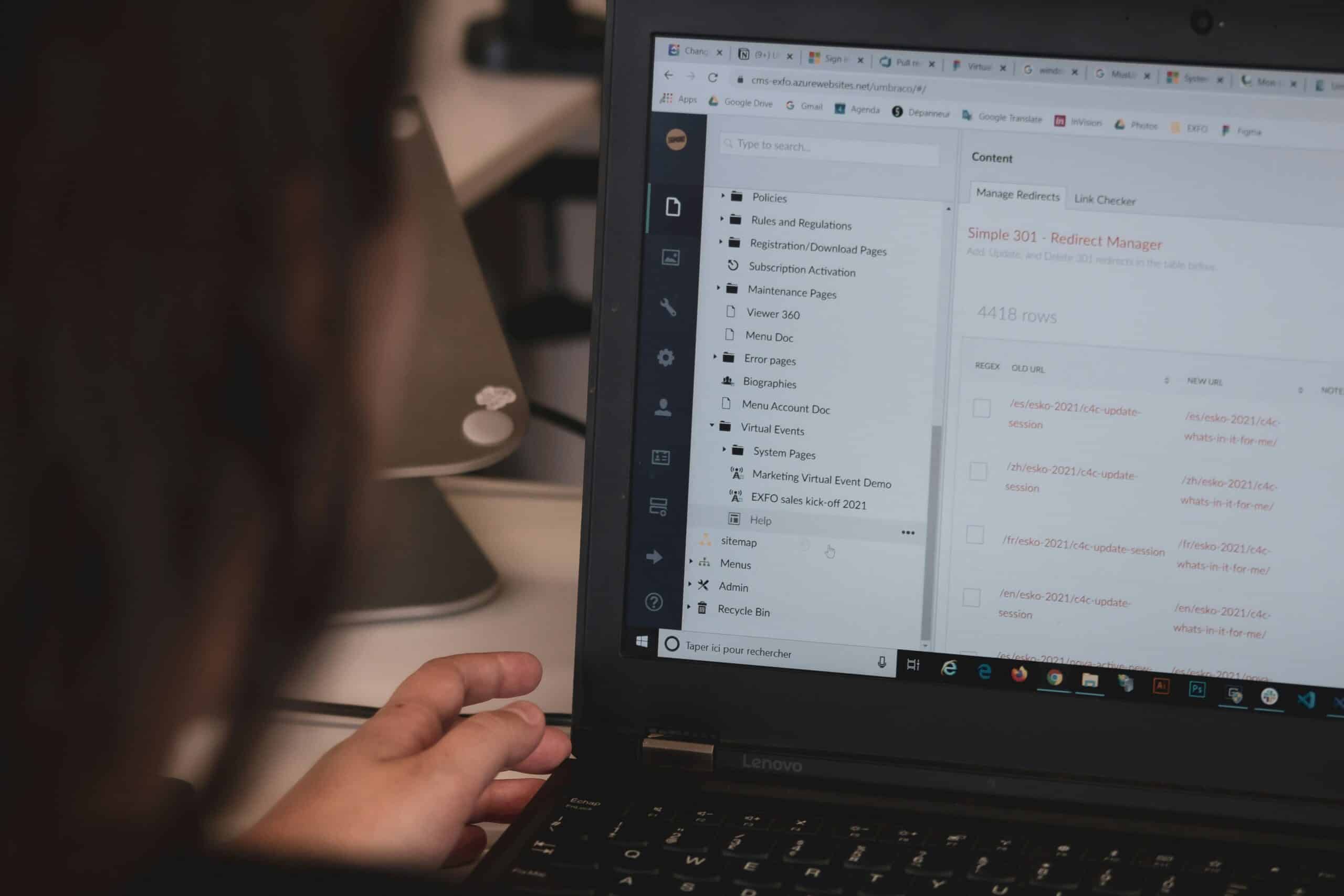 computer screen with list of folders and digital documents