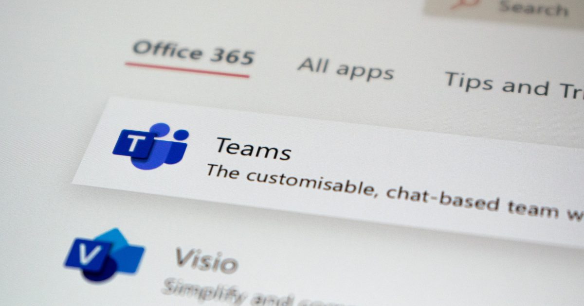 A screenshot of the Teams app within the Office 365 app.