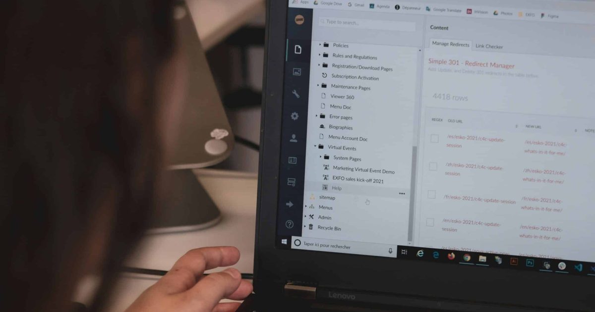 computer screen with list of folders and digital documents
